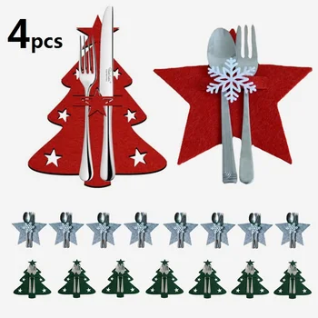 4BUC de Crăciun Tacâmuri Acoperi Cuțit Furculiță Sac de Depozitare de Crăciun Pom de Crăciun Masa Ornamente 2023 Anul Nou Decor de Crăciun Noel