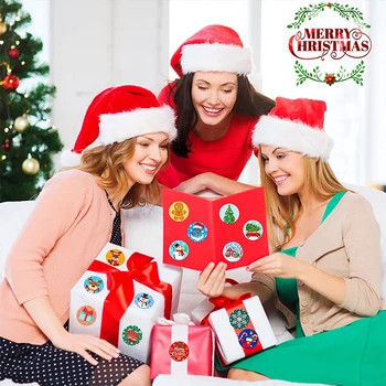 50-500Pcs Pom de Crăciun Moș Crăciun Crăciun Fericit Autocolante 2,5 cm Cadou de Etanșare Lables Bomboane de Vacanță Sac de Box Decor