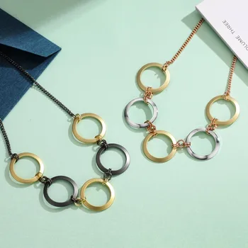 Neoglory de Moda de Culoare de Aur de Metal Cerc Coliere Design Cravată Coliere Lungi pentru Femei Mama Fată Cadouri Bijuterii 2020