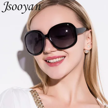 Jsooyan Supradimensionate Polarizat ochelari de Soare pentru Femei Brand de Lux Designeri Oval Ochelari de Soare Vintage Nuante de Negru UV400 zonnebril dames