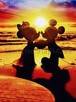 Disney 5D DIY Diamant Pictura Desene animate Mickey & Minnie Mouse-Peisaj Romantic Diamant Broderie Cusatura Cruce Decor de Perete Cadou