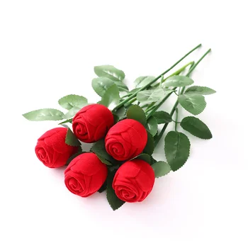 Floare Trandafir Dragoste Inima Romantic Inel De Nunta Cutie Cazuri Cercei Pandantiv Colier Bijuterii Display Cadou Organizator Depozitare Ambalare