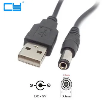 USB la 5,5 mm/2.1 mm 5 Volți DC 2A Butoi Jack de Putere de încărcare Design Cablu de alimentare DC mufă USB CABLU 80cm