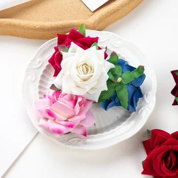 6Cm 100buc Flanel Roșu Ondulat Trandafiri pentru Albumul de Crăciun Acasă Decor Nunta Gradina Diy Cutie de Bomboane Flori Artificiale en-Gros