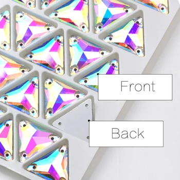 Cusut Pe Pietre Tri-unghi Flatback Cristal Stras Trei Găuri Pentru Haine DIY Rochie de Mireasa Accessoric