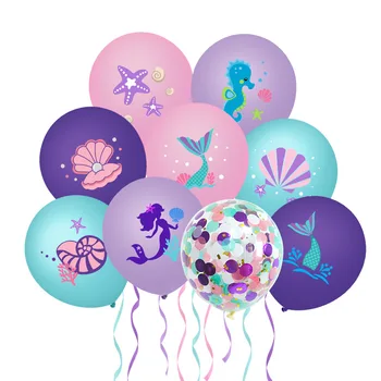 12 țoli Sirena Balon Latex Desene animate Creatură Marină Ballon Violet Tiffany Blue Pearl În Marea Baloon Fata de Ziua Balon