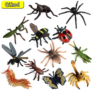 12 BUC Simulare Sălbatice, Insecte, Animale Model Fluture de Albine Spider Mantis Scorpion Centipede Libelula Mini Mobile Papusa Jucării pentru Copii