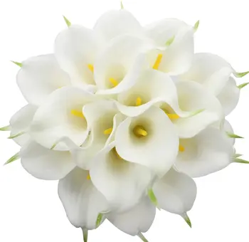 10buc Alb Fals Calla Lily Flori Artificiale de Mireasa Buchet de Nunta din Latex-un contact Real cu Flori Bucătărie Acasă Decor de Birou Alb