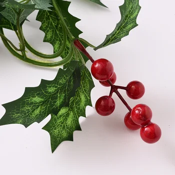 200cm Artificiale Holly Frunze de Viță de vie de Crăciun Roșu Boabe Rattan DIY Garland Ghirlandă de Crăciun Copac Agățat Ornament Ambarcațiuni Petrecere Acasă Decor