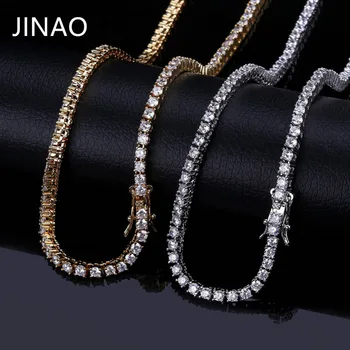 JINAO Aur/Rosegold/Argintiu Culoare Rece Afara Lanțului de Hip-Hop Cupru Micro Pave CZStone 3/5mm Tenis Lanț Colier Cu 18