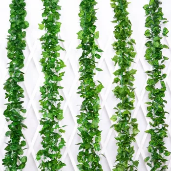 5pcs 2.4 m Casa Iedera Verde Fals Ghirlanda de Frunze de Plante de Viță de vie Frunze de Ratan din Plastic Șir de Perete Decor Plante Artificiale