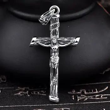 Isus Crucea lui Hristos Religioase Epocă Pandantiv Din Argint Sterling Bijuterii (HY)