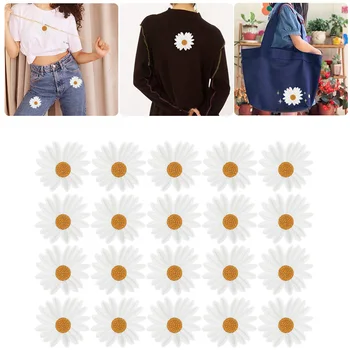 20buc DIY Mici Sun Flower Daisy Broderie Patch-uri pentru Îmbrăcăminte de Fier pe Haine Autocolant Benzi de Fier-pe Aplicatiile Gaura de Reparare