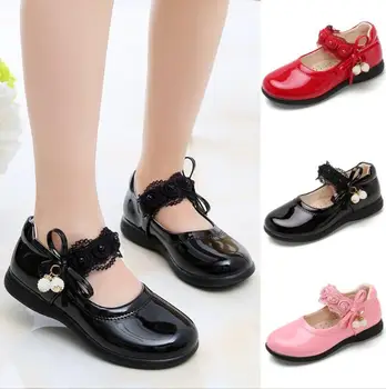 Fete Pantofi de Piele pentru Copii Rochie de Mireasa Printesa Pantofi de Dans Copii Vara Arc-nod Student Negru Sandale de Moda coreeană