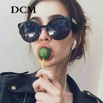 DCM Moda Ochi de Pisică ochelari de Soare Femei 2021 mai Nou Clasic Jumătate de Ramă de Ochelari de Negru Lentile Rotunde Ochelari de Soare UV400