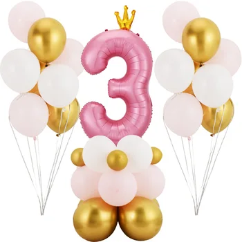 33Pcs Număr de Ziua de nastere Balon 40Inch Pastelate Roz, Albastru Baloane Folie 1 Petrecere de Aniversare pentru Copii Decoratiuni Copil de Dus Aer Globos
