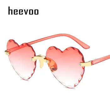 Femei fără ramă de ochelari de Soare Moda în formă de Inimă Ochelari de Soare pentru Loma de Epocă Drăguț 90 Degrade de Nuante Ochelari de soare UV400