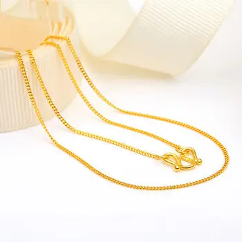 Noi Solidă Real 999 24K Aur Galben Femei Lanț de Bordură Link Colier de 16,5 inch