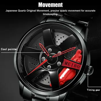 Cuarț Ceasuri pentru Bărbați Impermeabil de Placare în Vid Curea cu Masina Jantă Butuc Design Sport Automată Non-Mecanice Ceas