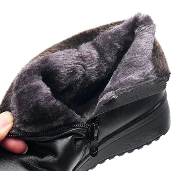 CEYANEAO Noua Moda de Iarnă de Pluș Cald Fleece Glezna Cizme pentru Femei Pantofi Wedge Ghete Pantofi Confortabili Mare Dimensiune 42 Negru Rotund Toe