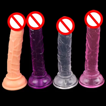 Erotic Moale Jelly Vibrator Realist Glont Vibrator Anal Vibrator Strap On Penis Mare ventuza Jucării pentru Adulți Jucarii Sexuale pentru Femei