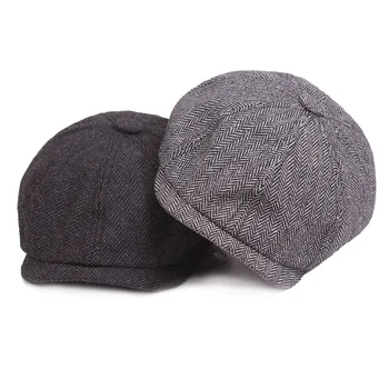 Lână pentru Bărbați Pălărie vânzător de ziare Capace de Oameni Spic Capace Plate de Lână de Conducere Pălării de Epocă Inspirat Pălărie de Iarnă Primăvară Caldă Moda Berete