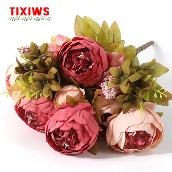 Flori De Mătase În Stil European Flori Artificiale Toamnă Luminos Trandafir Bujor Fals Frunze De Nunta Petrecere Acasă Decor De Înaltă Calitate