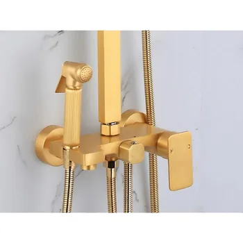 Aur perie de baie robinet de duș set montat pe perete de lumina lux, zona de nord Europa stil de duș cu mixer cadă fierbinte și rece de la robinet Alama