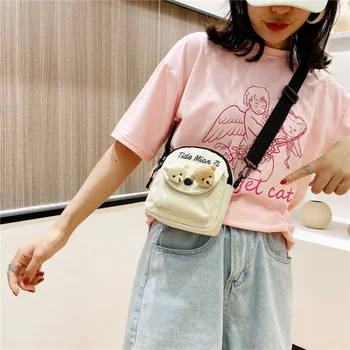 Mini Drăguț Urs Panza Geantă de mână de Femei Geantă de Umăr Pătrat Mic Elev Sac de Mesager Creatoare de Moda Single Cross Body Bag