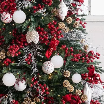 6-8cm Alb Bile de Crăciun Ornamente Crăciunul Copac Agățat Pandantive Mingea Decoratiuni Pentru Casa An Nou Fericit 2023 Naviidad Cadou