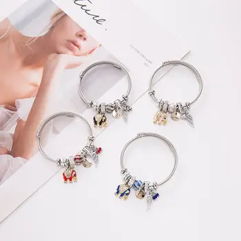Moda Brățară Din Oțel Inoxidabil De Sârmă Norocoasa Evil Eye Email Cristale Șirag De Mărgele Brățară Bijuterii Femei Cadouri Manșetă Deschide Bijuterii