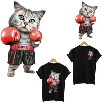 Boxer Pisica Drăguț Autocolante Fier Pentru Transfer Termic Pentru Îmbrăcăminte Thermoadhesive Patch-Uri Fuzibile Patch Articole Ieftine Cu Transport Gratuit