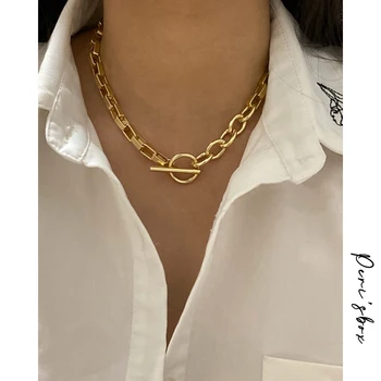 Peri ' sbox Caseta Lanț de Incuietoare Comutare de Culoare de Aur Coliere Amestecat Legate Cerc Coliere pentru Femei Minimalist Cravată Colier Bijuterii