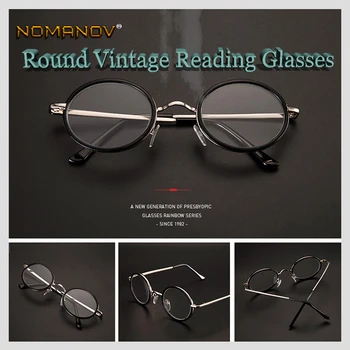 NOMANOV = Rotund Vintage Retro Multi-Filmate Obiectiv Full-Janta Aliaj de Lux Bărbați Femei Ochelari de Citit +0.75 +1 +1.25 +1.5 +1.75 +2tone+4