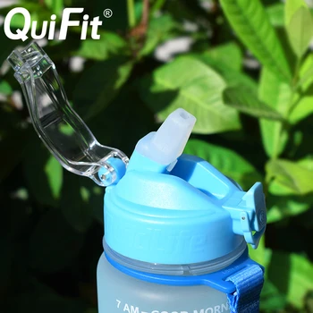 Quifit Sticla de Apa de 1 Litru de Silicon Paie gura de Scurgere Capac de Sticlă de Apă Galon, BPA-Free, de zi cu Zi de Apă Potabilă Sticla cu Ștampila de Timp
