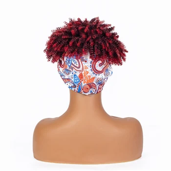 Femei Vin roșu Ombre Naturale Afro Pervers Cret Sintetic Pentru Bandă Neagră pe cap Peruci Cu Pungi Rezistente la Căldură Peruca