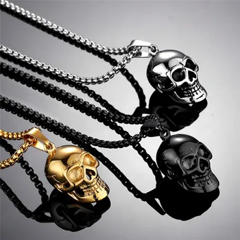 Punk de Moda pentru Bărbați Hip-hop craniu Colier din oțel Inoxidabil Bijuterii