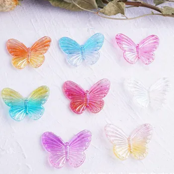 Placare acrilic de culoare transparent fluture DIY agățat gaura cu margele telefon mobil caz decorative cercei accesorii 6pcs/lot