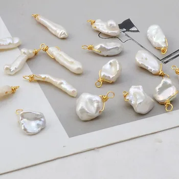 Naturale Baroc Lacrimă Perla Pandantiv de Aur de Culoare de Sârmă de Cupru Neregulate Unice realizate Manual DIY Colier Cercei Accesorii Bijuterii