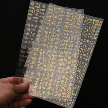 12Sheets/Lot de Lux de Unghii Autocolante de Arta 800+ Aur Personalizate Decalcomanii de Unghii pentru Unghii Consumabile 3D Auto-Adeziv Unghiilor Autocolant