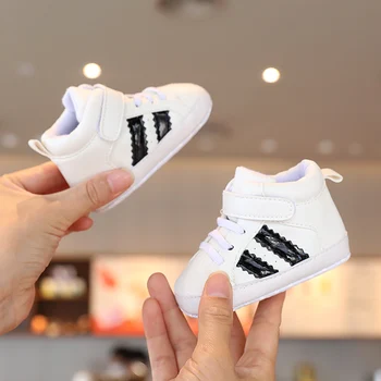 Alb Clasic Pantofi Pentru Copii Baieti Fete Walker Adidasi Nou-Născut Botez Copilul Pantofi Pentru Sugari Botez Pantofi