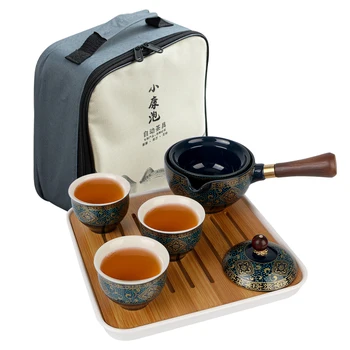 Cana pentru Ceai din ceramica Puer Flori Rafinat Forma de Porțelan Chinezesc Kung fu Set de Ceai 360 de Rotație aparat de Ceai și Infuser