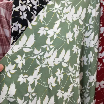 Tipărite Micro-elastic Rupt Card Tesatura de Sifon Haine Tricou pentru Rochie de Bronzare Florale de Îmbrăcăminte Cusut Pe Metru Material