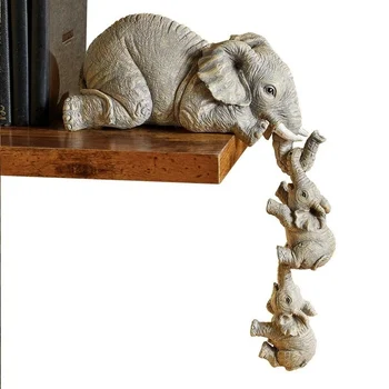 3pcs/set Drăguț Elefant Figurine Elefant care Deține pui de Elefant Rasina de Artizanat Mobilier Acasă Cadou Home Decor