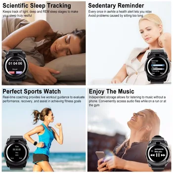 V8 Ceas Inteligent Bărbați Bluetooth Ceasuri Sport Femei Doamnelor Smartwatch cu Camera Slot pentru Card Sim pentru Android Informații memento