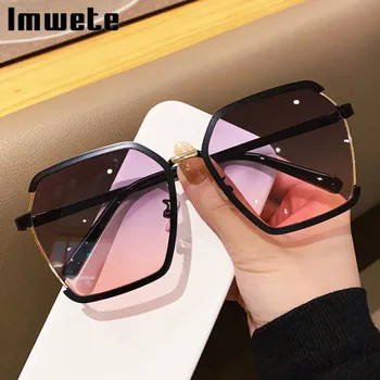 Imwete Poligonale ochelari de Soare pentru Femei Brand de Lux de Designer Metal Neregulate Ochelari Femei Ochelari de Soare UV400 Gradient Negru