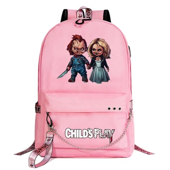Film de groază este o Joacă de Copil Chucky Rucsac Elevii Școlii Geanta Femei Bărbați de Cauzalitate Călătorie Rucsac pentru Laptop cu USB de Încărcare Adolescent