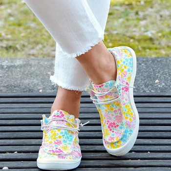 Vara Femei Pantofi de Panza Moda Plat Adidasi Casual de Imprimare de Flori Respirabil Vulcanizat Pantofi Sport pentru Femei Pantofi de alergat