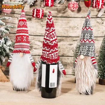 De craciun pentru Sticla de Vin Acoperi Crăciun Fericit Decoratiuni pentru Casa 2022 Ornament de Crăciun Anul Nou 2023 Cadouri de Crăciun Elf Bar