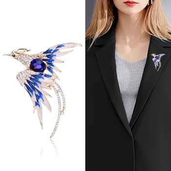 Email Păsări colorate Stras Broșă Animal Pin-ul de moda de înaltă calitate femei Bijuterii Pin